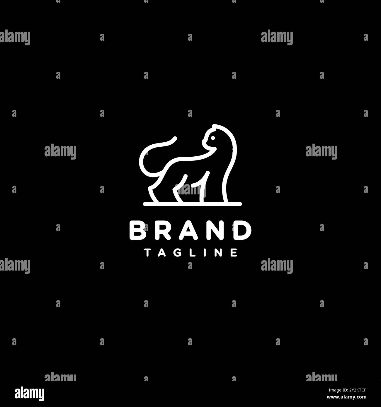 Design con logo Cat silhouette Outline. Design della silhouette Cat dalle linee minimaliste. Illustrazione Vettoriale