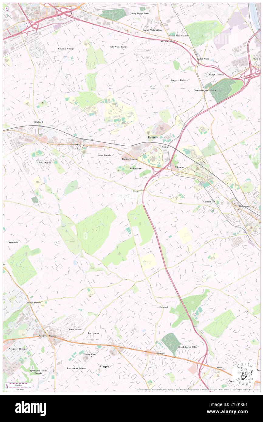 Radnor Township, Delaware County, Stati Uniti, Pennsylvania, N 40 1' 43'', S 75 22' 2'', MAP, Cartascapes Map pubblicata nel 2024. Esplora Cartascapes, una mappa che rivela i diversi paesaggi, culture ed ecosistemi della Terra. Viaggia attraverso il tempo e lo spazio, scoprendo l'interconnessione del passato, del presente e del futuro del nostro pianeta. Foto Stock