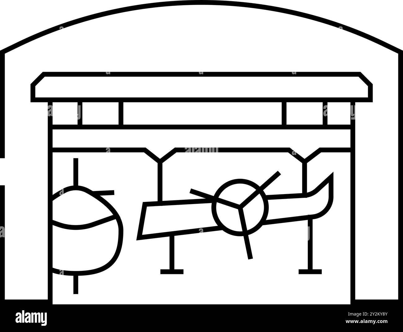 illustrazione vettoriale icona linea ingegnere aeronautico produzione aerospaziale Illustrazione Vettoriale