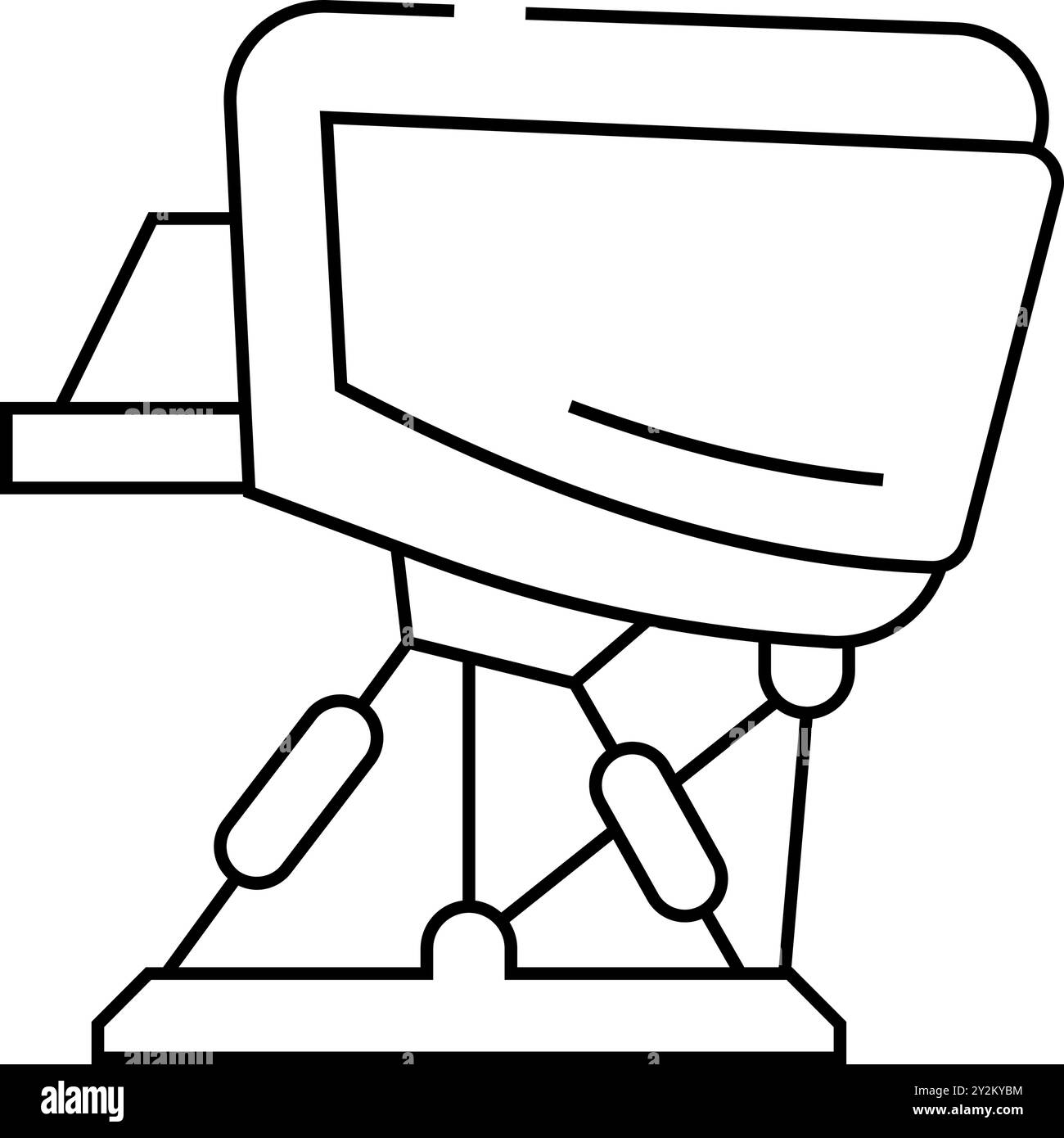 simulatore di volo ingegnere aeronautico illustrazione vettore icona di linea Illustrazione Vettoriale