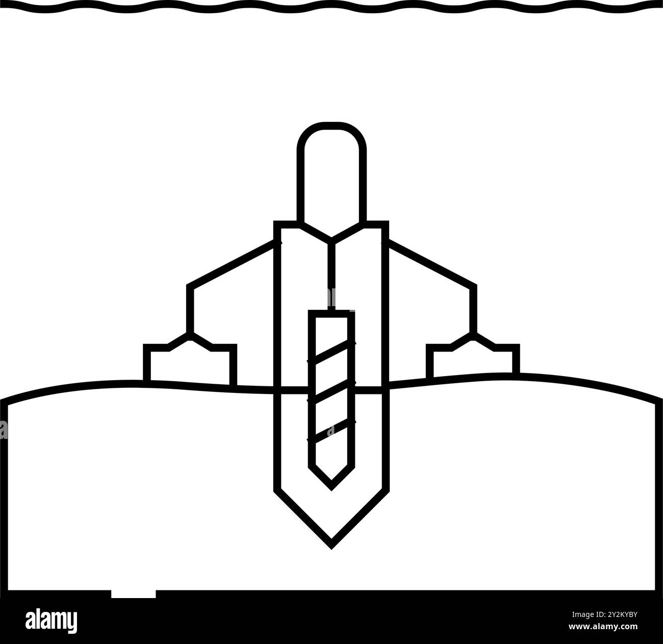 illustrazione vettoriale dell'icona della linea ingegnere per la perforazione offshore del petrolio Illustrazione Vettoriale
