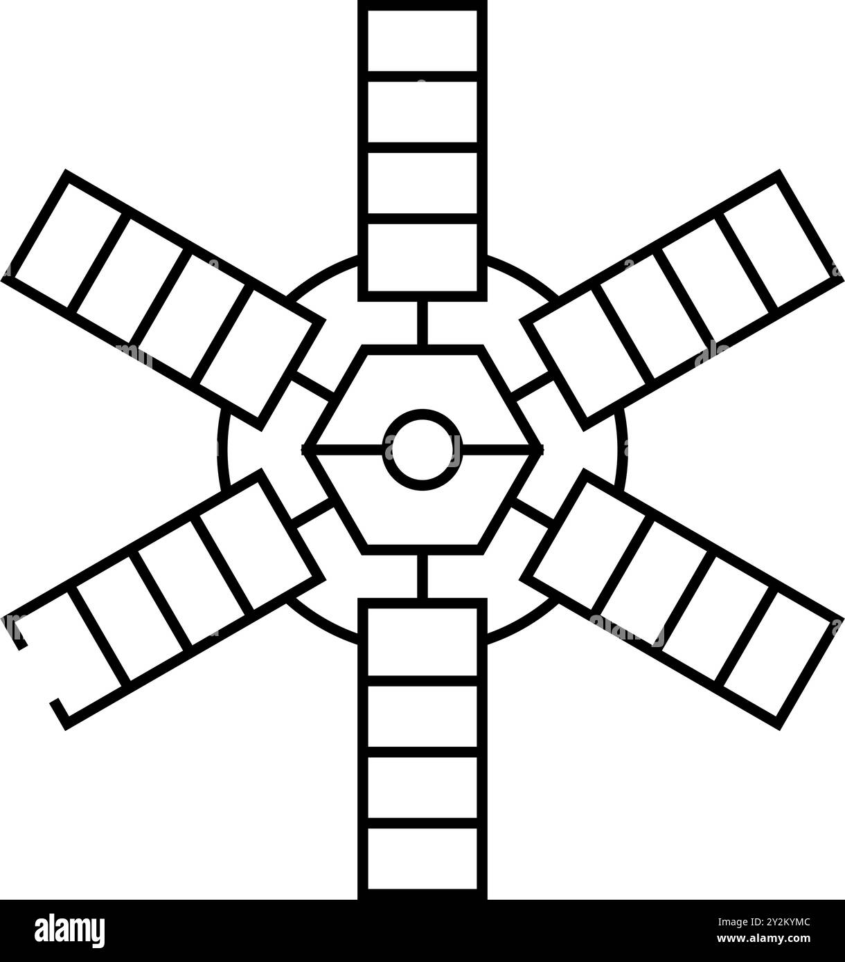tecnologia satellitare, icona della linea ingegnere aeronautico, illustrazione vettoriale Illustrazione Vettoriale