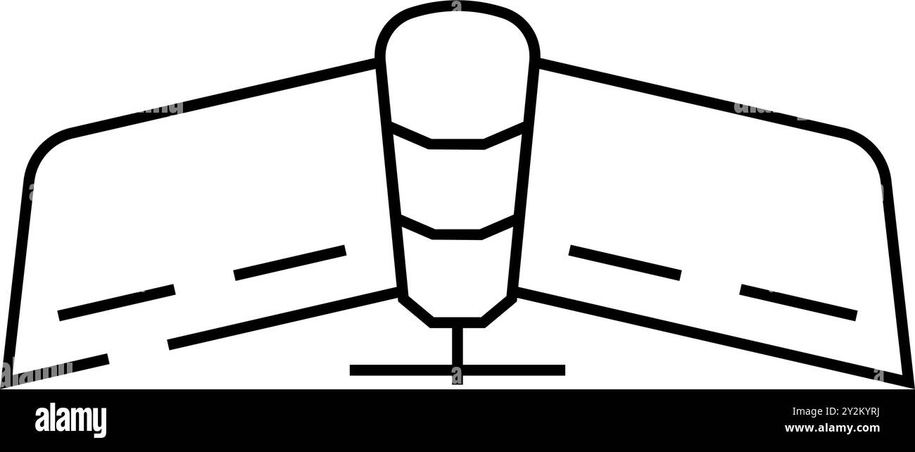 illustrazione vettoriale con icona di linea di un ingegnere aeronautico di un veicolo aereo senza equipaggio Illustrazione Vettoriale