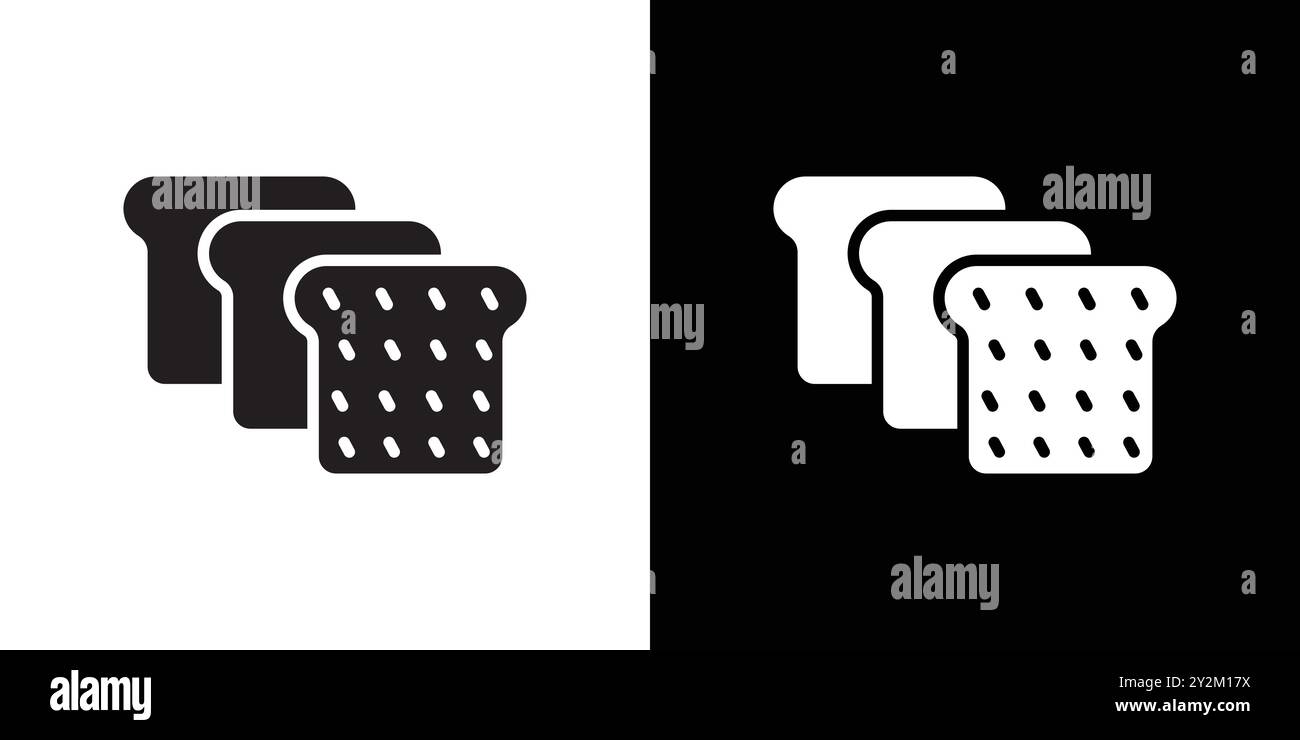 Icona della fetta di pane Vector grafico con linee nere in bianco e nero segno di raccolta del set di contorni Illustrazione Vettoriale
