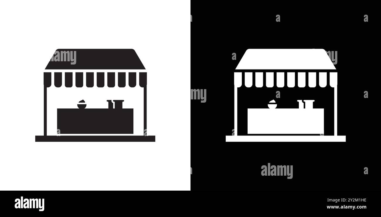 Icona della pasticceria di prodotti da forno, Black line art Vector, insegna della collezione con contorno bianco e nero Illustrazione Vettoriale