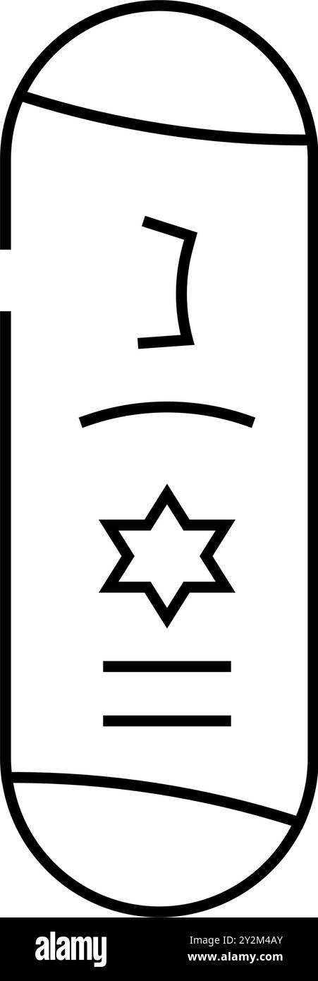 vettore icona linea porta mezuzah. cartello della porta di mezuzah. illustrazione nera del simbolo del contorno isolato Illustrazione Vettoriale