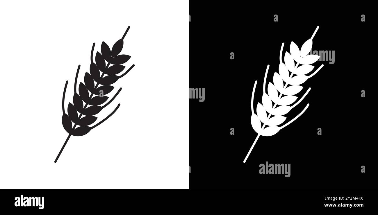 Icona di segale Vettoriale grafico linea nera con contorno bianco e nero segno di collezione Illustrazione Vettoriale