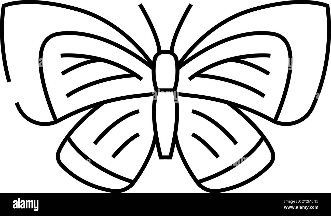 illustrazione vettore icona linea insetto azzurro primavera Illustrazione Vettoriale