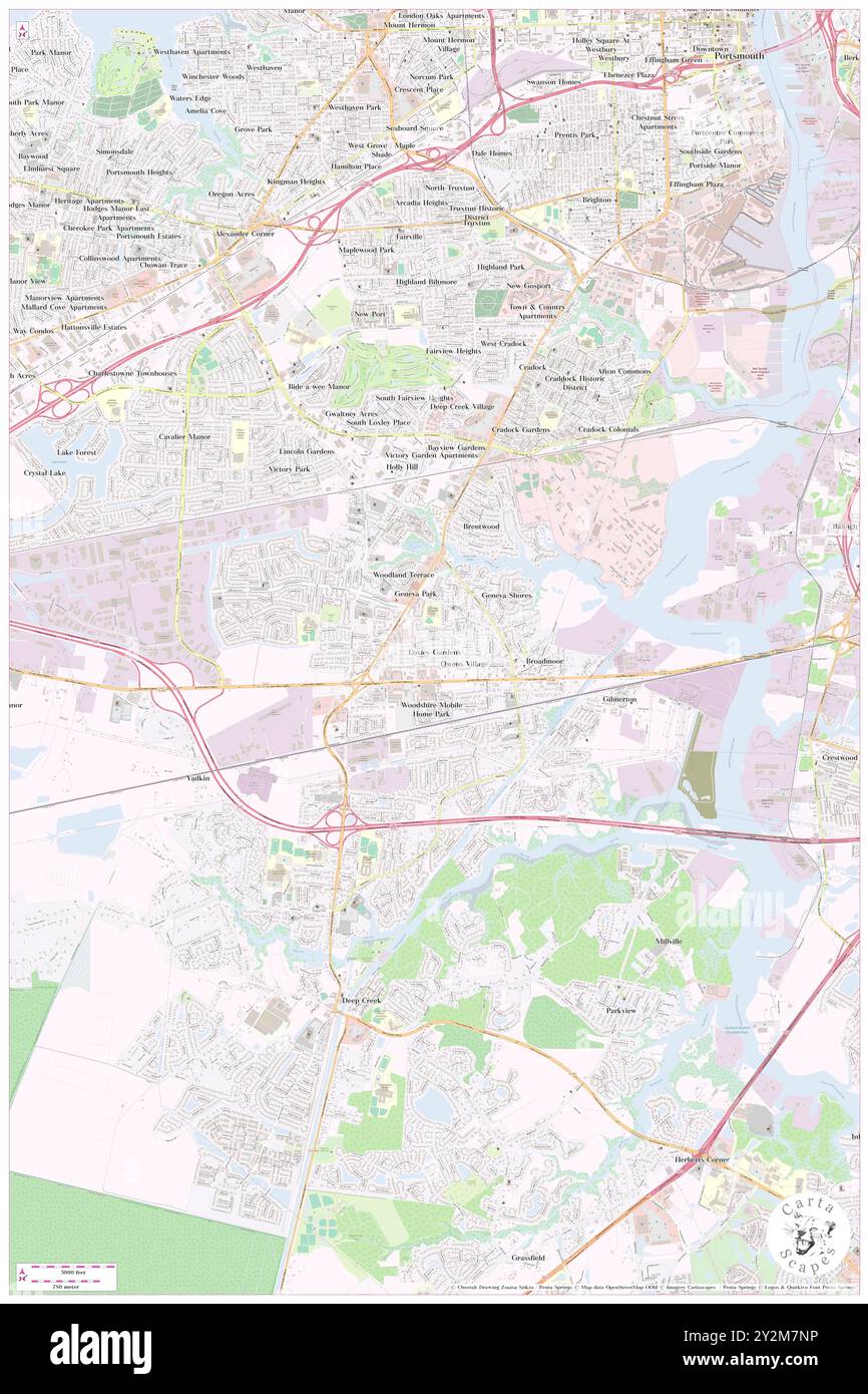 Loxley Gardens, città di Chesapeake, Stati Uniti, Stati Uniti, Virginia, N 36 46' 31'', S 76 20' 1'', MAP, Cartascapes Map pubblicata nel 2024. Esplora Cartascapes, una mappa che rivela i diversi paesaggi, culture ed ecosistemi della Terra. Viaggia attraverso il tempo e lo spazio, scoprendo l'interconnessione del passato, del presente e del futuro del nostro pianeta. Foto Stock