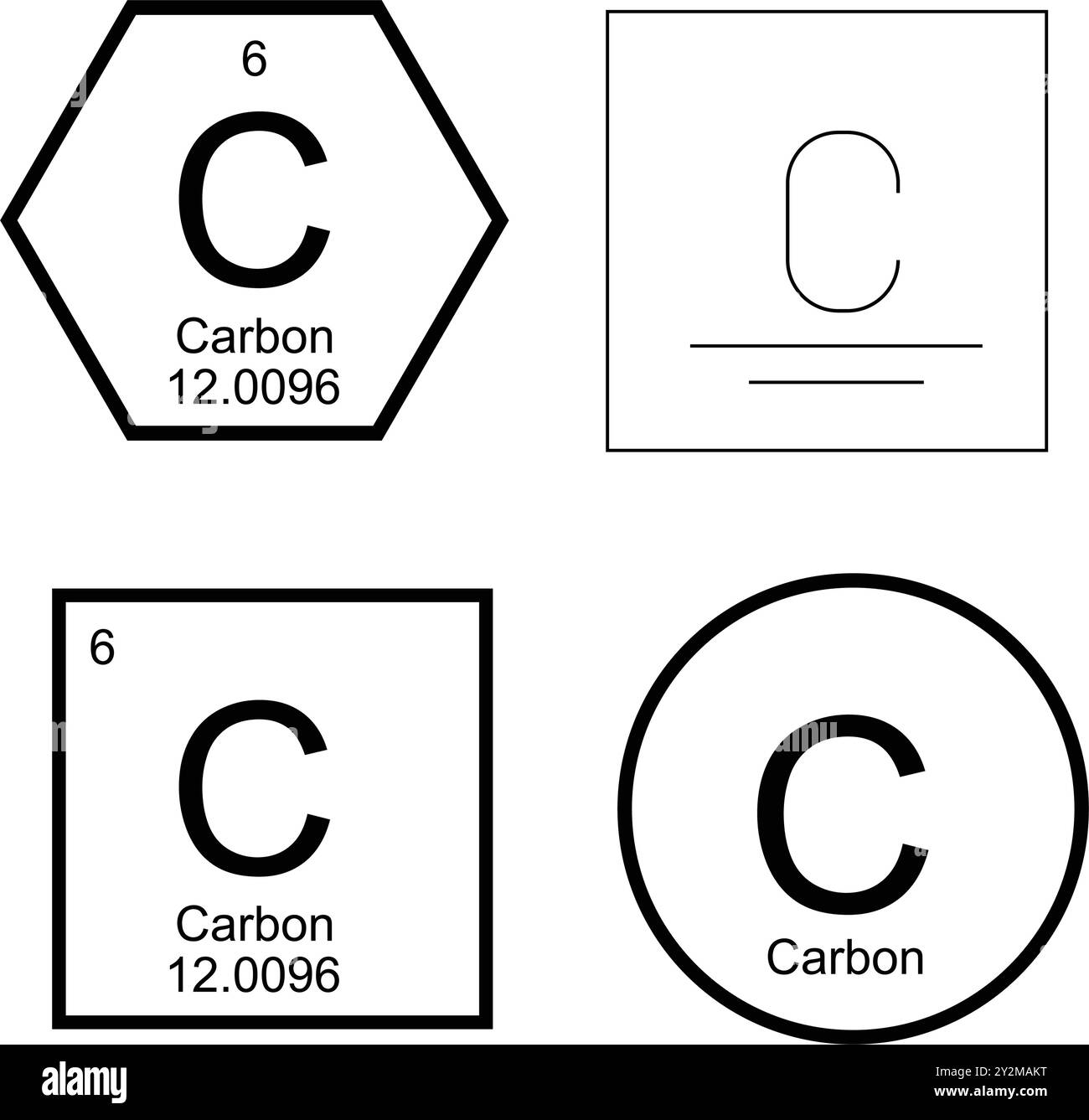 disegno dell'illustrazione della tabella periodica dell'icona dell'elemento in carbonio Illustrazione Vettoriale