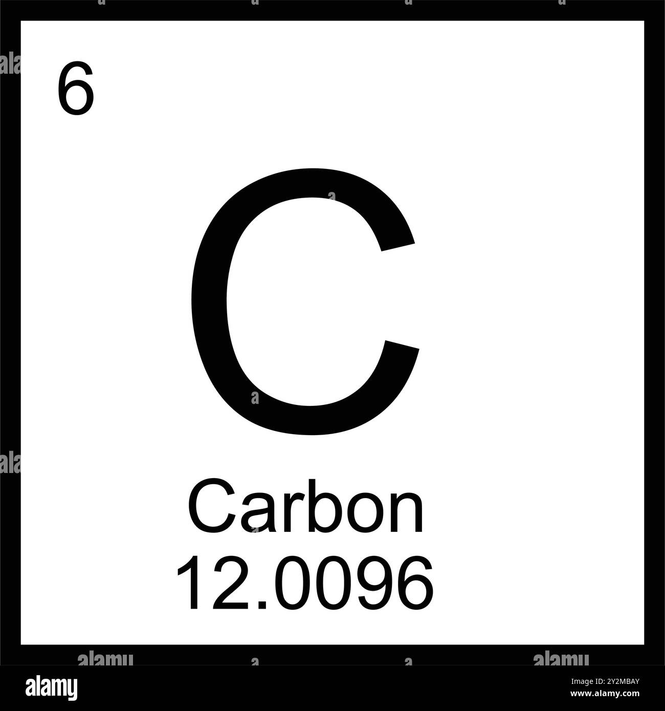 disegno dell'illustrazione della tabella periodica dell'icona dell'elemento in carbonio Illustrazione Vettoriale