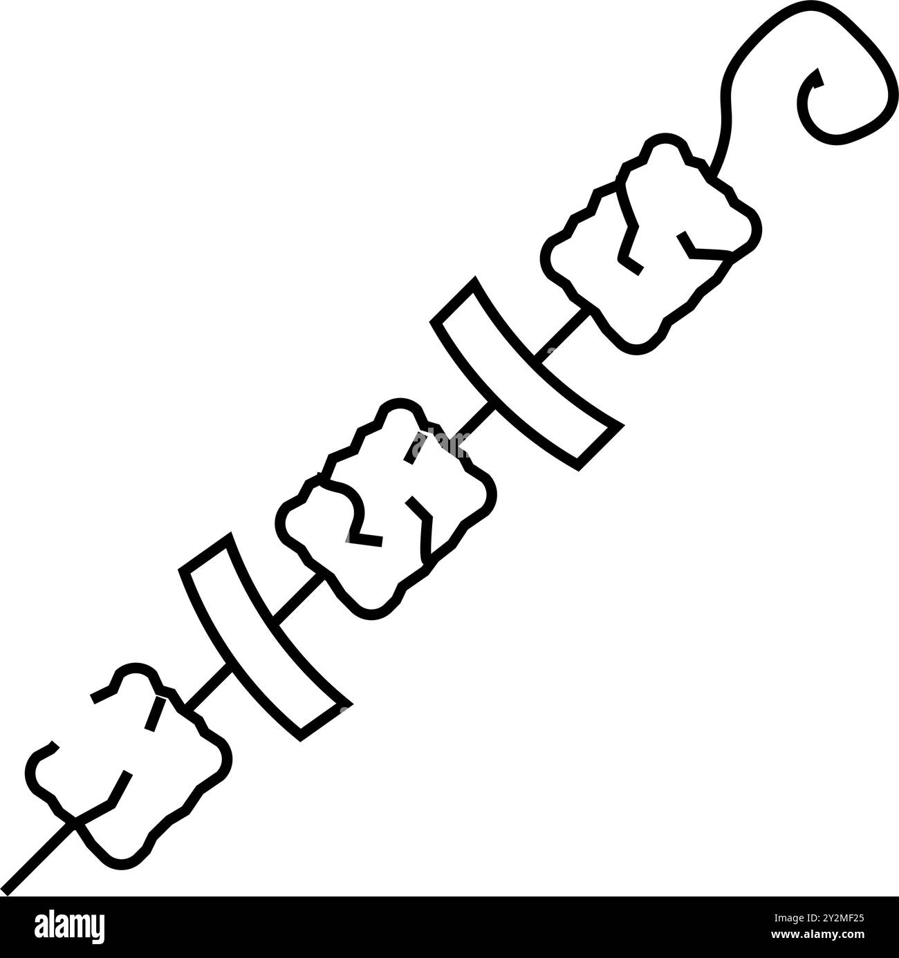 spiedino kebab, icona della linea di cucina turca, illustrazione vettoriale Illustrazione Vettoriale