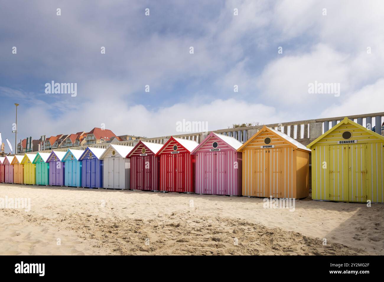 Cabines de plage, Stella-plage, Côte d'Opale Foto Stock