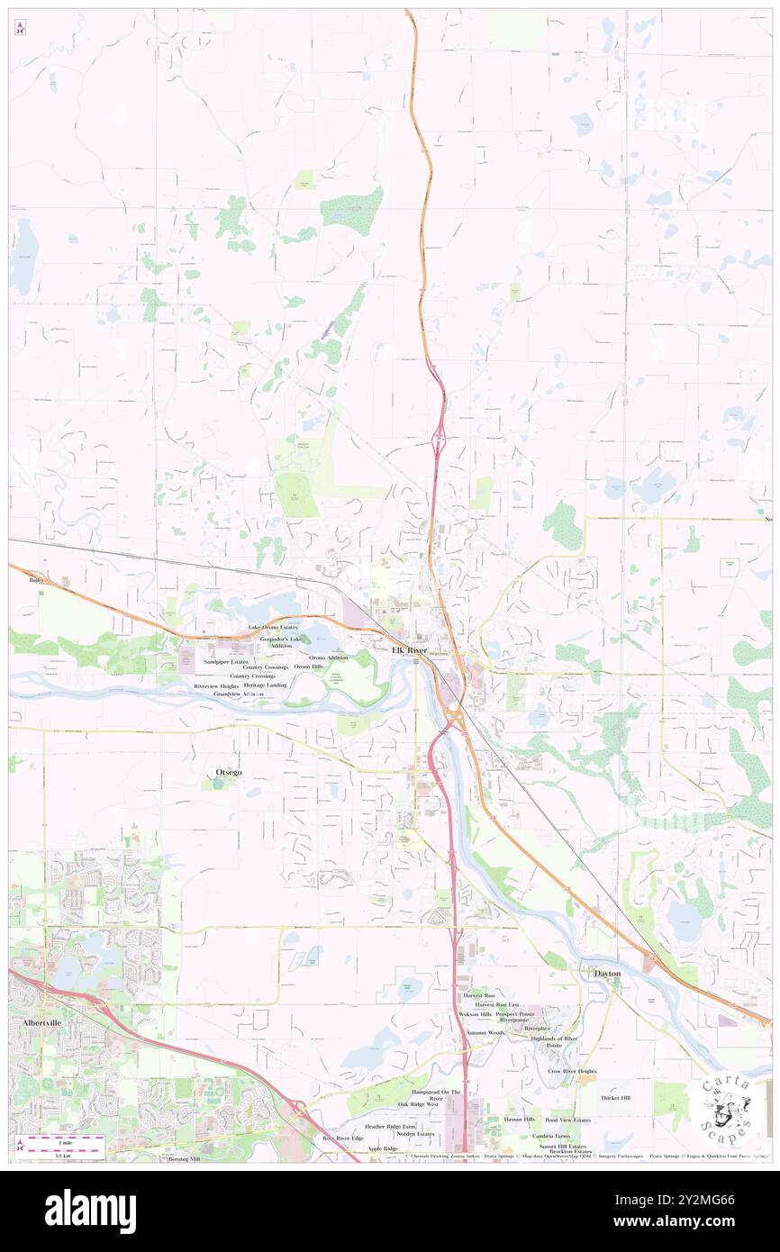 Elk River, Sherburne County, Stati Uniti, Minnesota, N 45 18' 13'', S 93 34' 1'', MAP, Cartascapes Map pubblicata nel 2024. Esplora Cartascapes, una mappa che rivela i diversi paesaggi, culture ed ecosistemi della Terra. Viaggia attraverso il tempo e lo spazio, scoprendo l'interconnessione del passato, del presente e del futuro del nostro pianeta. Foto Stock