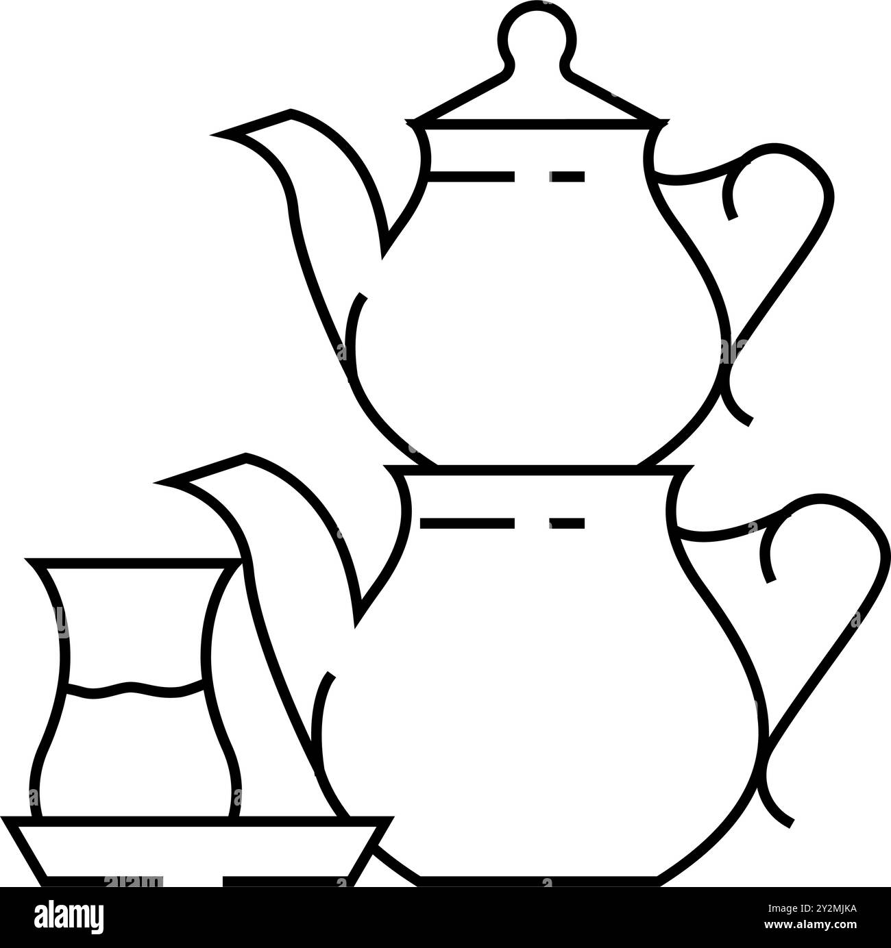 illustrazione vettoriale dell'icona della linea tea turkish cuisine Illustrazione Vettoriale