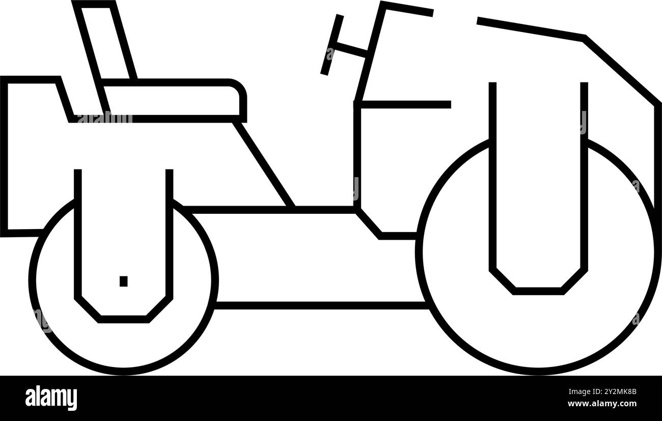icona della linea di veicoli per la costruzione di rulli di compattazione illustrazione vettoriale Illustrazione Vettoriale