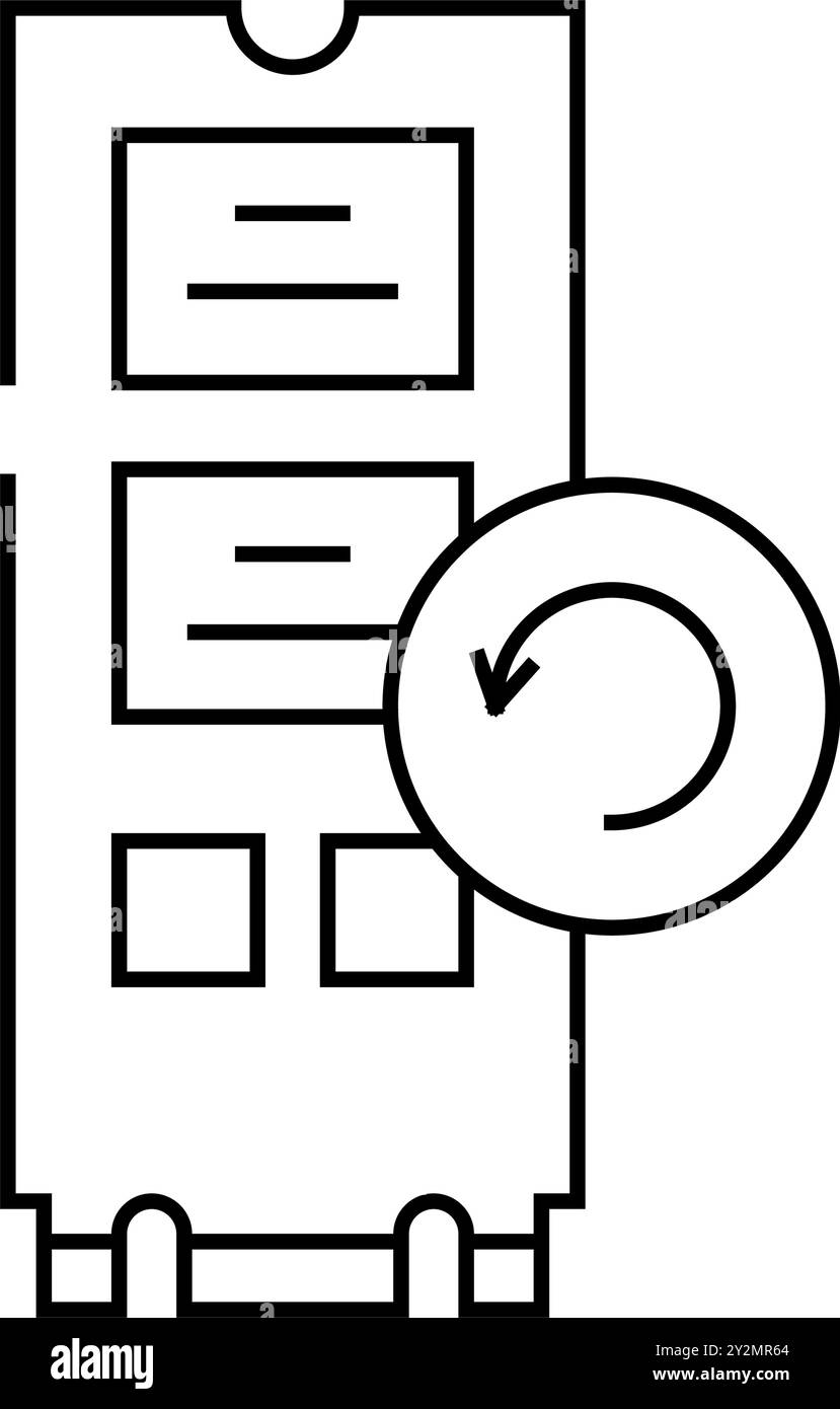 illustrazione vettoriale dell'icona della linea del computer di ripristino dei dati Illustrazione Vettoriale