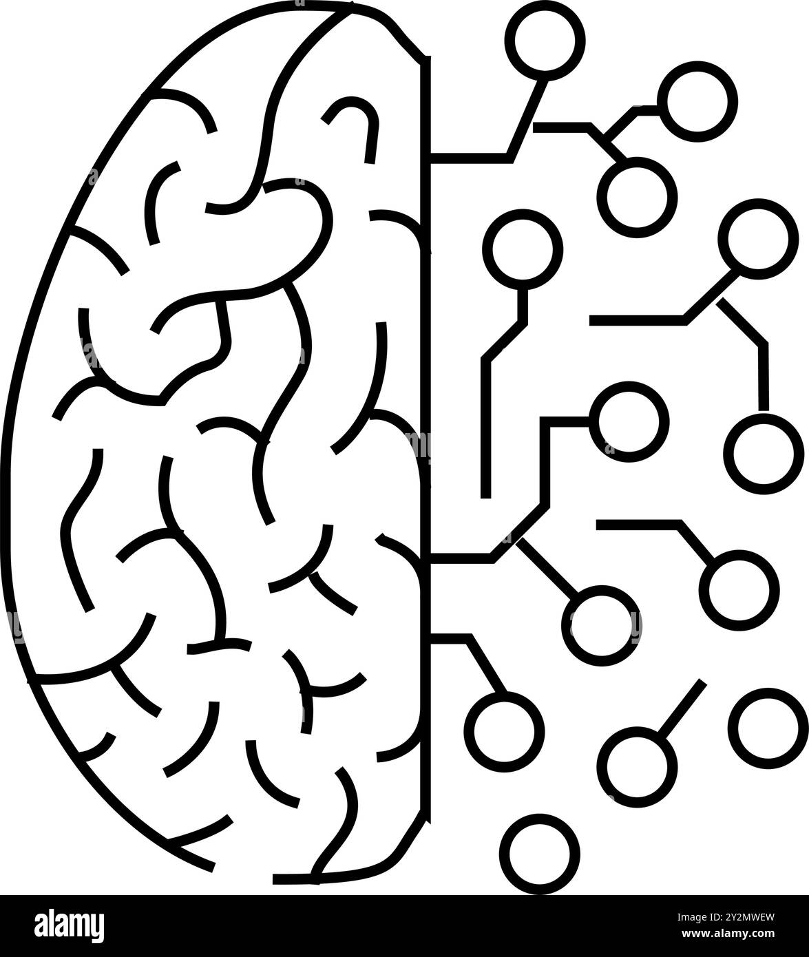 illustrazione vettoriale dell'icona della linea neurologica dei circuiti cerebrali Illustrazione Vettoriale