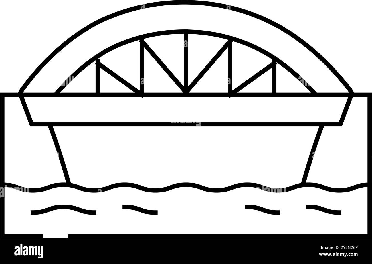 illustrazione vettoriale dell'icona della linea del ponte della stringa di testo Illustrazione Vettoriale