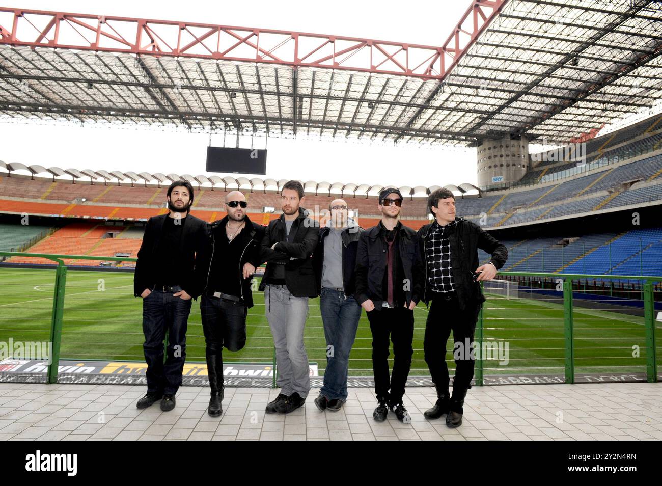 Milano Italia 31/03/2008:Negramaro gruppo musicale durante la sessione fotografica per la presentazione del concerto allo stadio San Siro Foto Stock