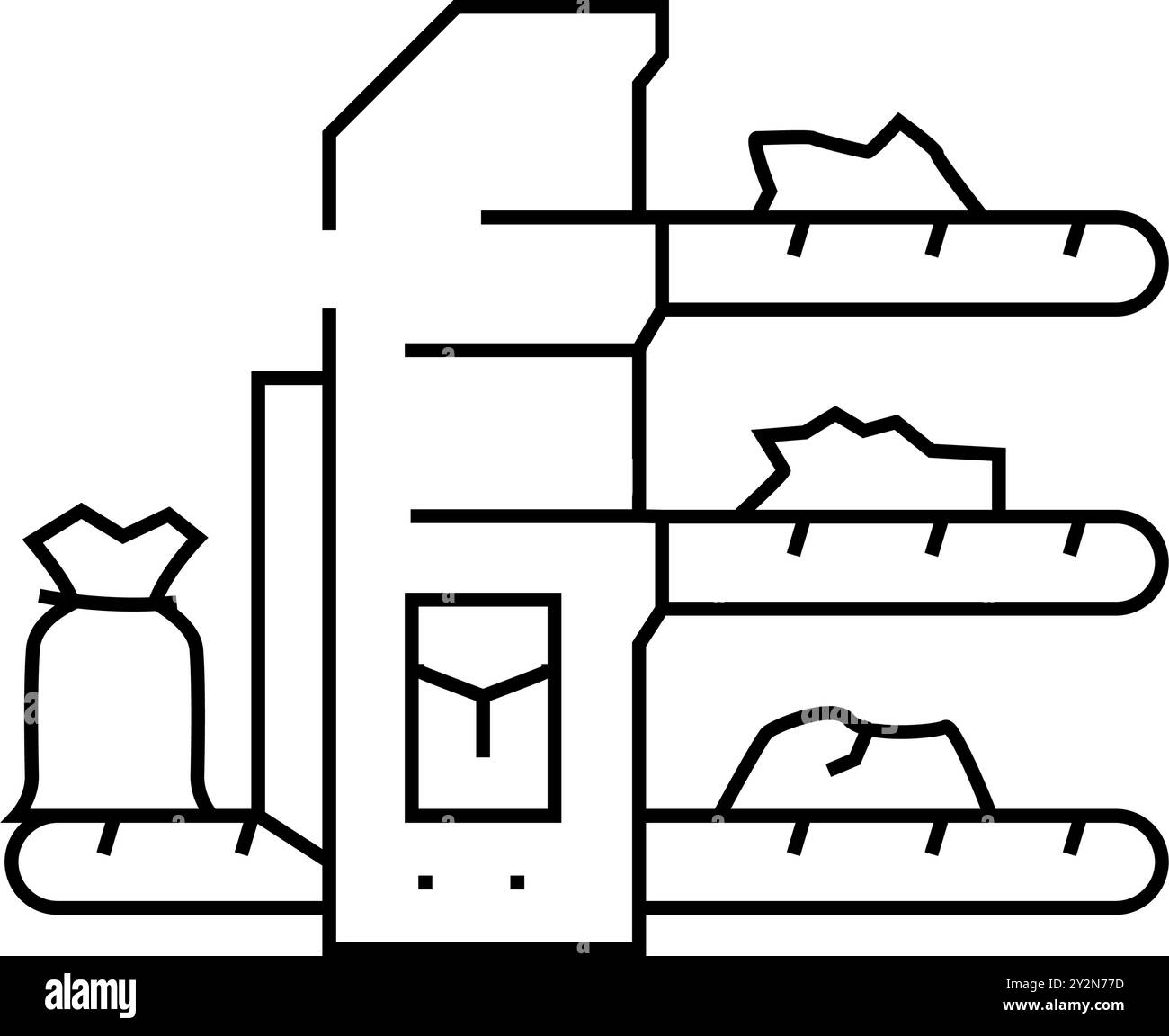 illustrazione vettoriale dell'icona della linea mrf della struttura di recupero del materiale Illustrazione Vettoriale