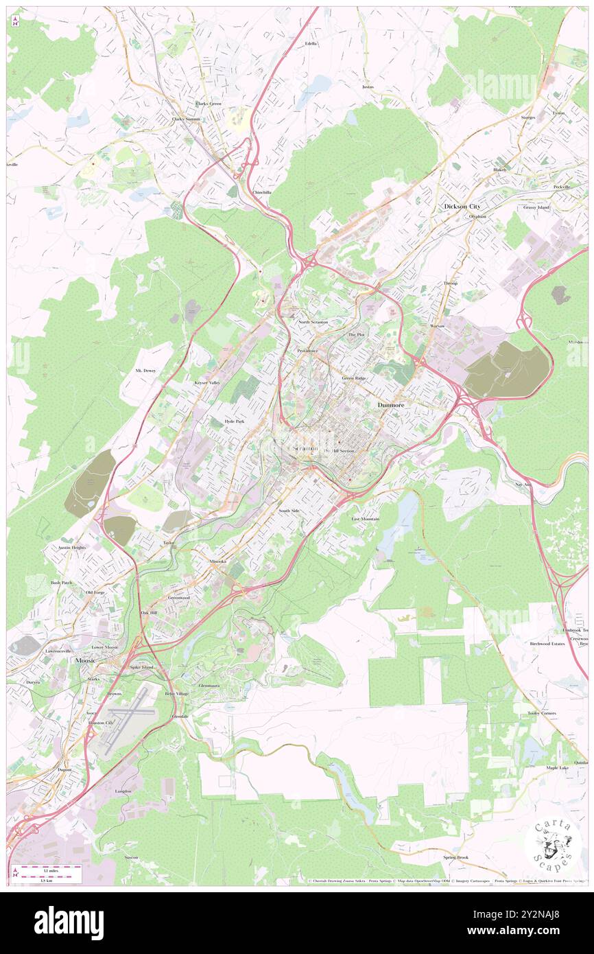 Scranton, contea di Lackawanna, Stati Uniti, Pennsylvania, N 41 24' 32'', S 75 39' 53'', MAP, Cartascapes Map pubblicata nel 2024. Esplora Cartascapes, una mappa che rivela i diversi paesaggi, culture ed ecosistemi della Terra. Viaggia attraverso il tempo e lo spazio, scoprendo l'interconnessione del passato, del presente e del futuro del nostro pianeta. Foto Stock