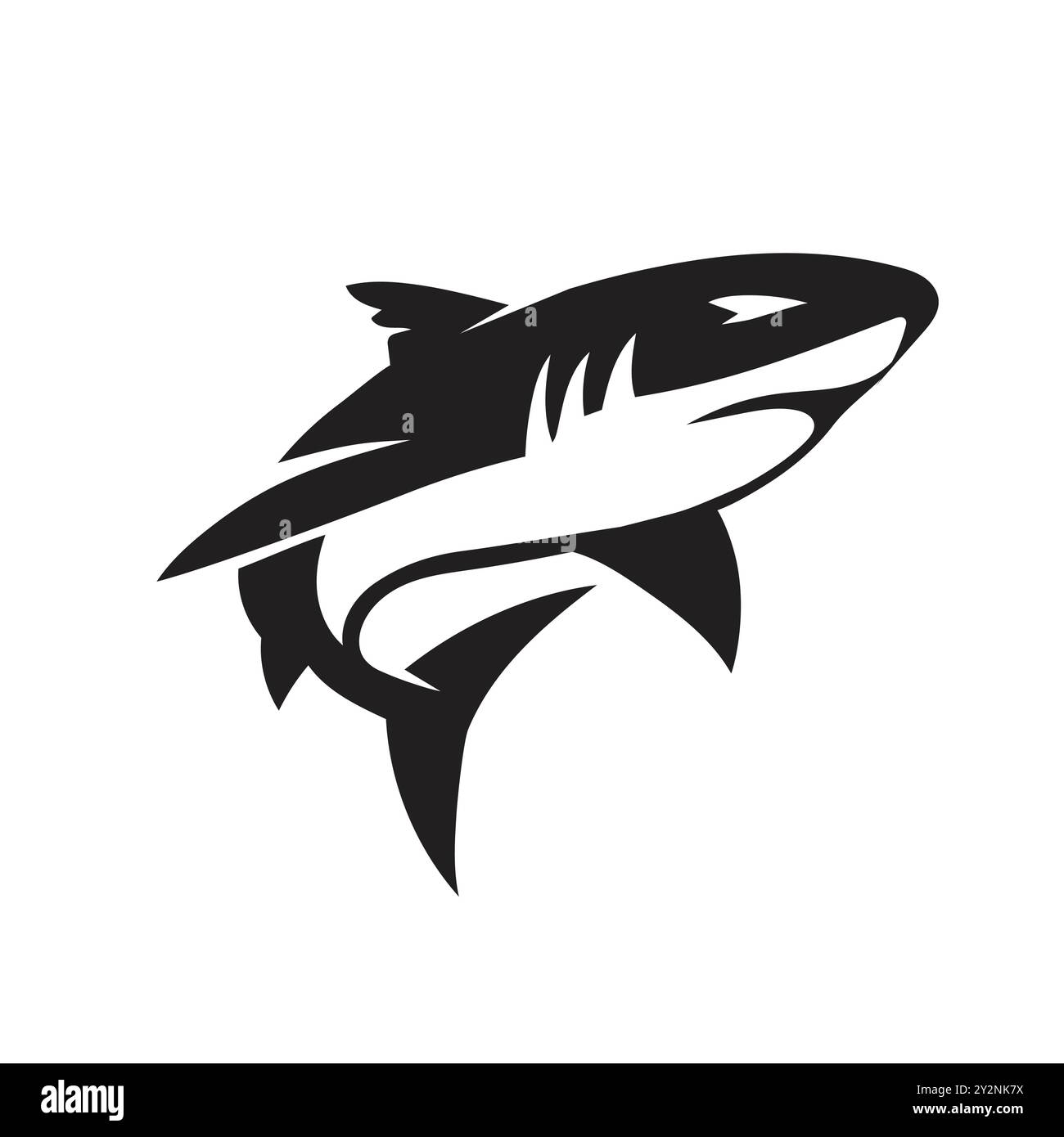 astratto vettore di squalo semplice su sfondo bianco Illustrazione Vettoriale