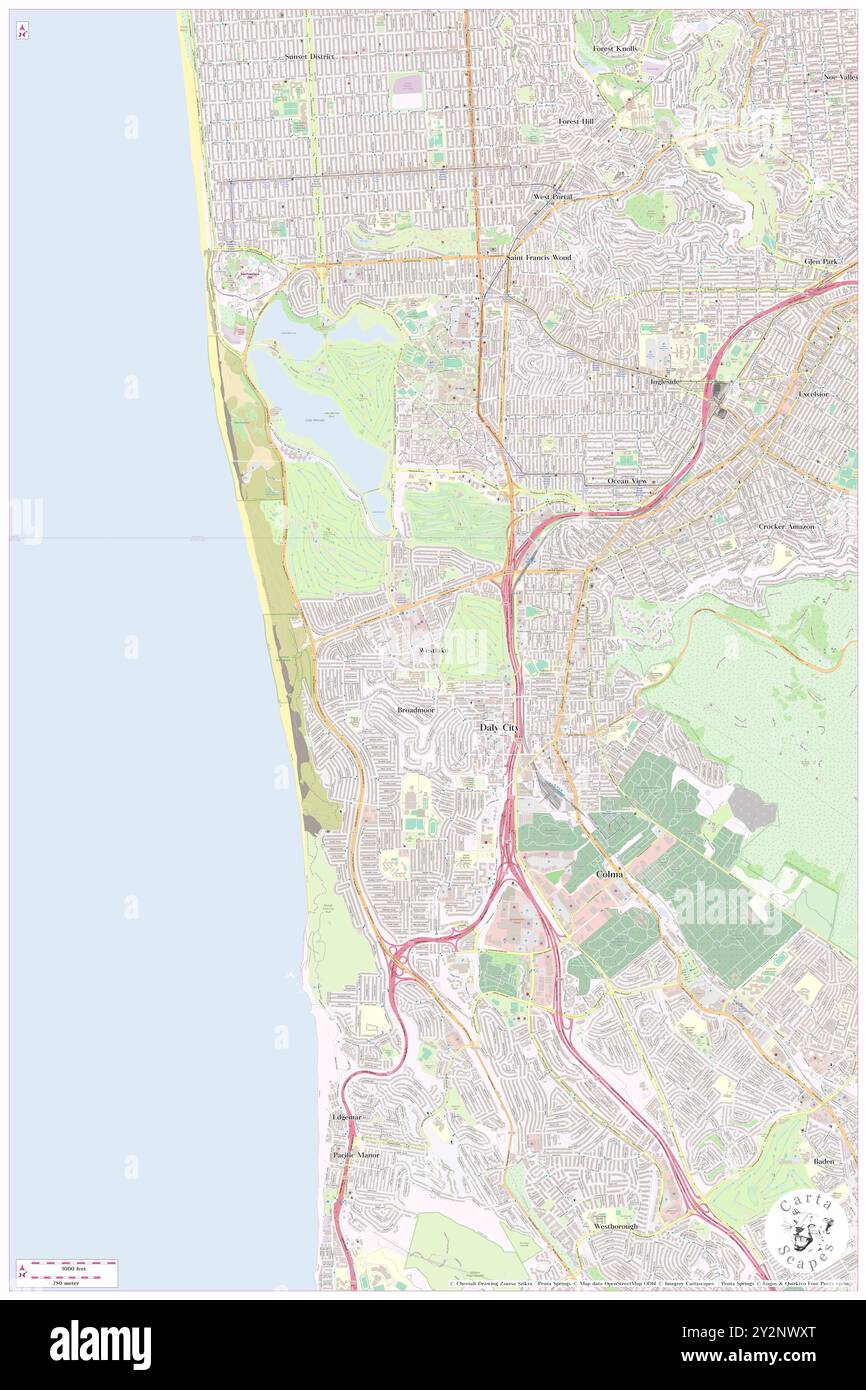 Westlake, San Mateo County, Stati Uniti, Stati Uniti, California, N 37 41' 51'', S 122 28' 49'', MAP, Cartascapes Map pubblicata nel 2024. Esplora Cartascapes, una mappa che rivela i diversi paesaggi, culture ed ecosistemi della Terra. Viaggia attraverso il tempo e lo spazio, scoprendo l'interconnessione del passato, del presente e del futuro del nostro pianeta. Foto Stock