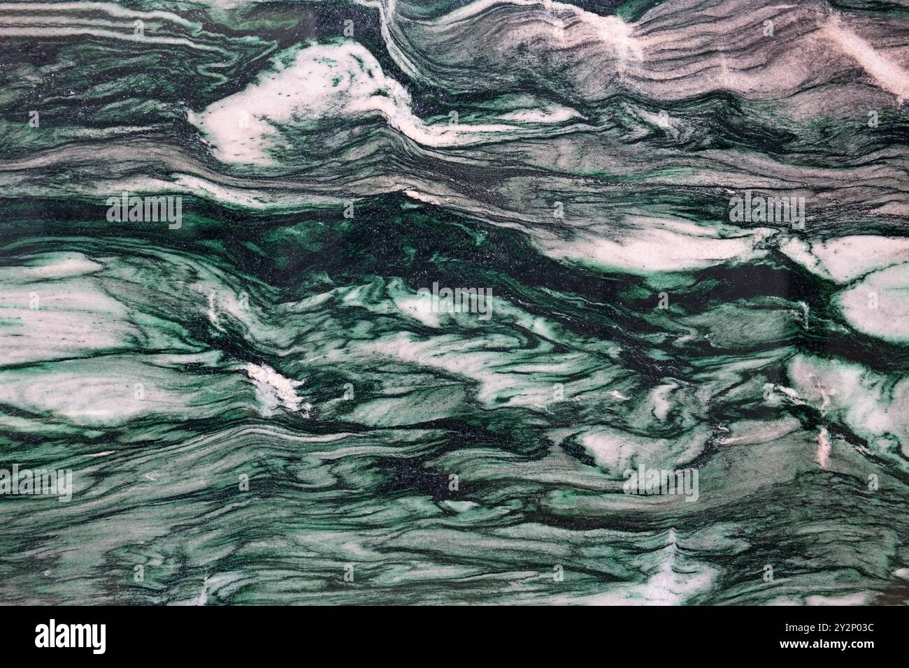 La bellezza naturale del marmo Verde Lapponia: Marmo verde con venature bianche Foto Stock