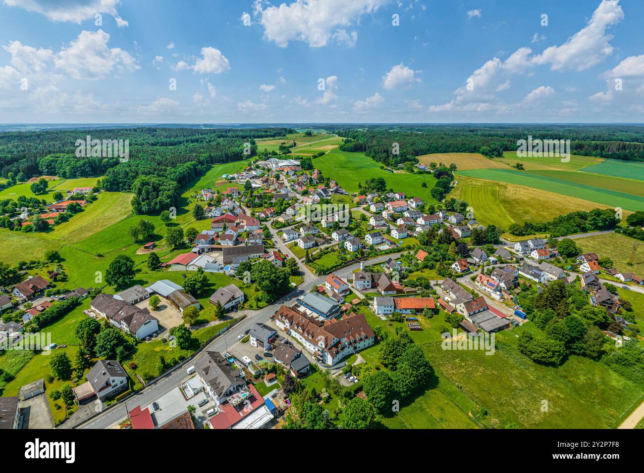 Vista della regione intorno ad Adelsried nel Parco naturale delle foreste occidentali di Augusta Foto Stock