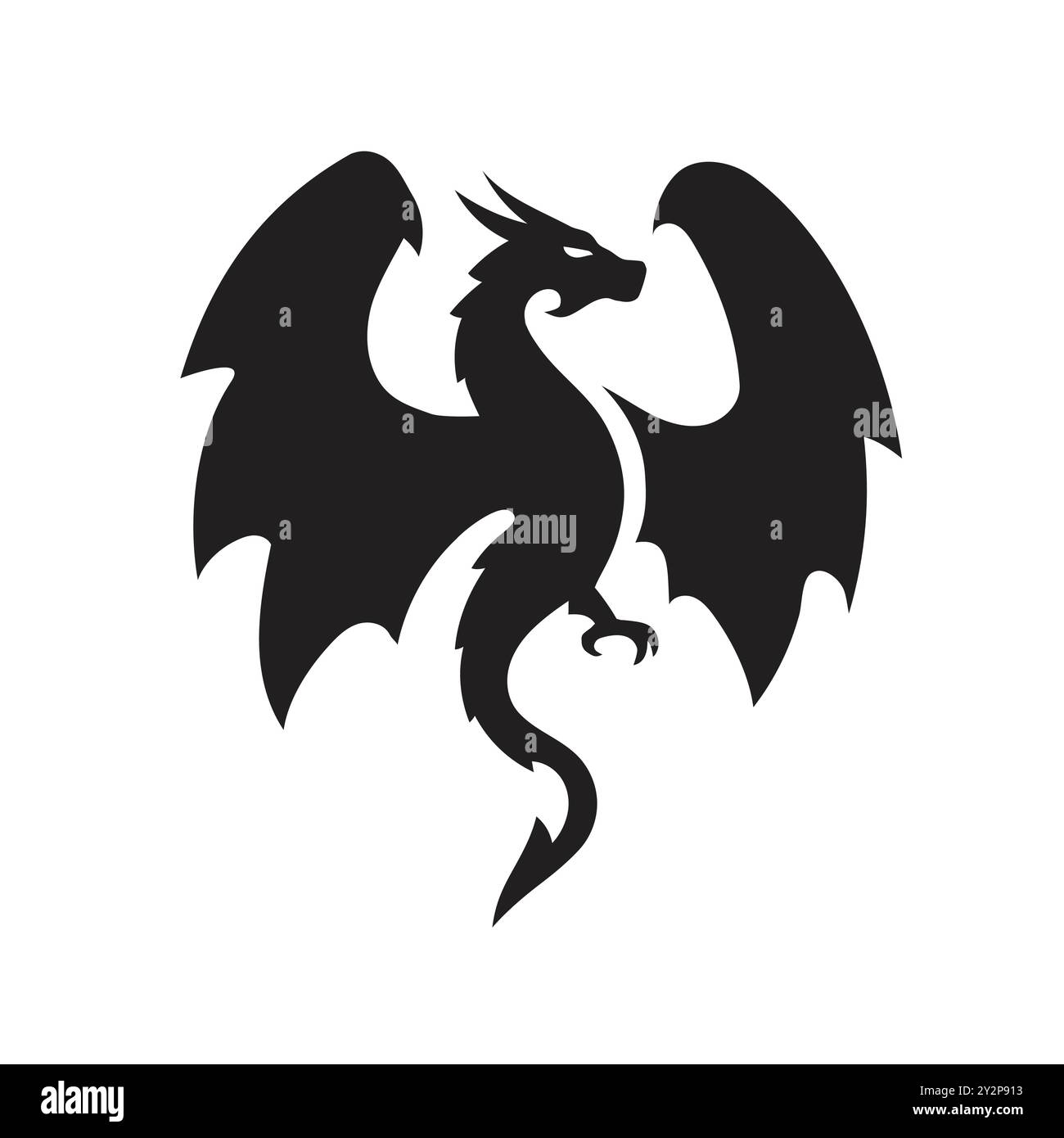 le silhouette dei draghi volano illustrazioni vettoriali stilizzate Illustrazione Vettoriale