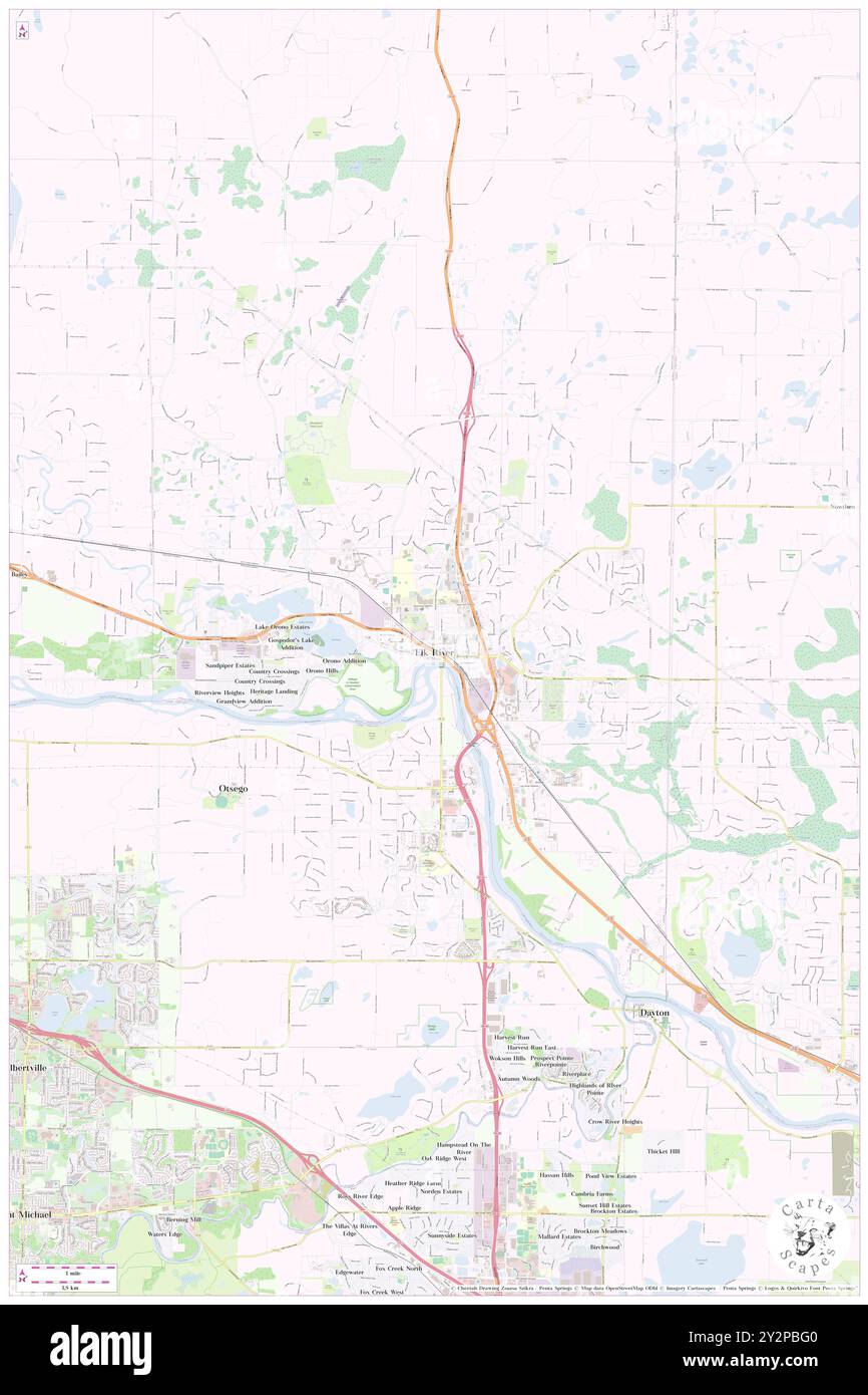 Elk River, Sherburne County, Stati Uniti, Minnesota, N 45 18' 13'', S 93 34' 1'', MAP, Cartascapes Map pubblicata nel 2024. Esplora Cartascapes, una mappa che rivela i diversi paesaggi, culture ed ecosistemi della Terra. Viaggia attraverso il tempo e lo spazio, scoprendo l'interconnessione del passato, del presente e del futuro del nostro pianeta. Foto Stock