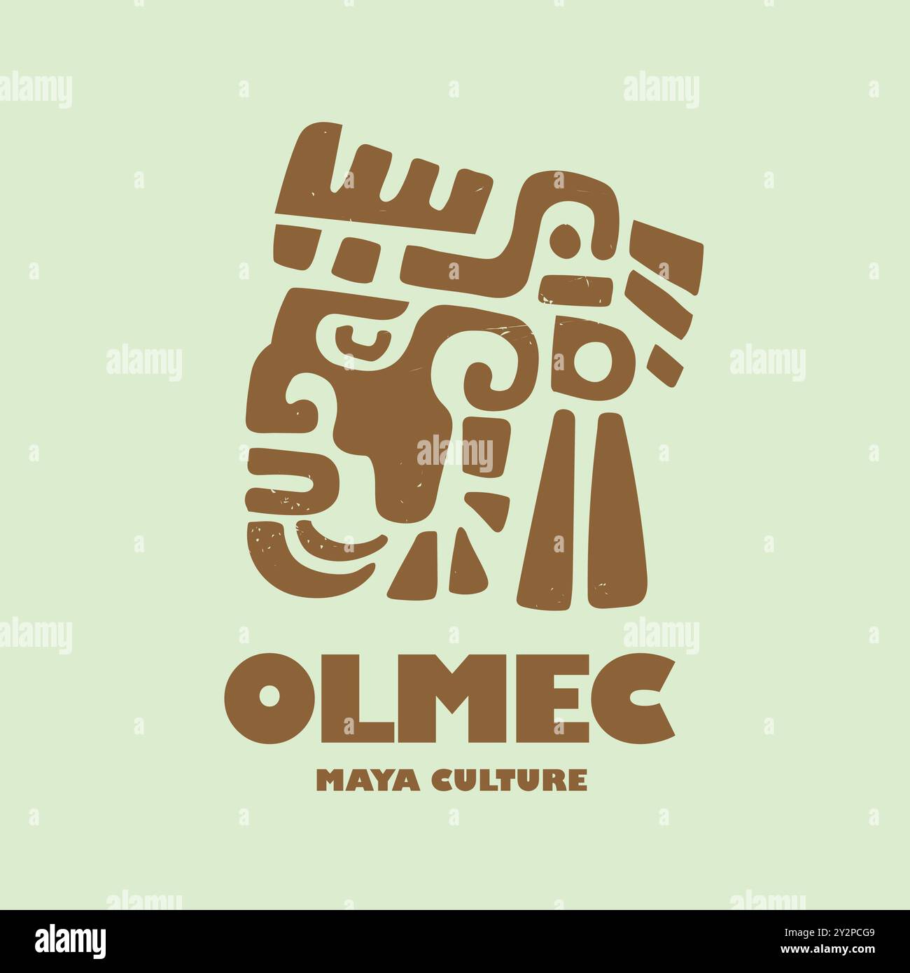 illustrazione vettoriale disegnata a mano sulla faccia tribale maya olmec Illustrazione Vettoriale