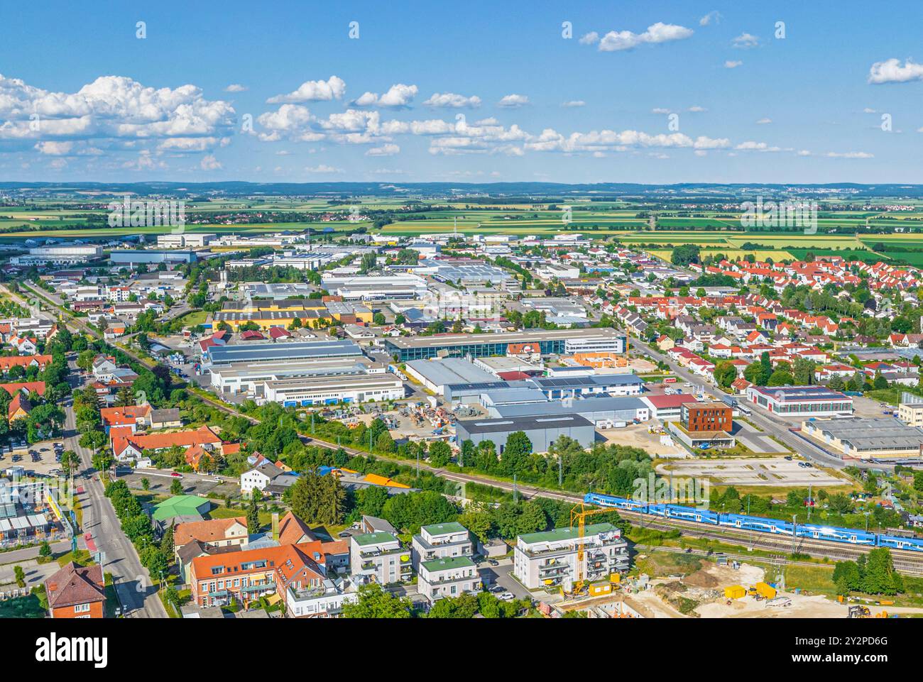 Vista aerea di Nördlingen nel Geopark Ries nella Svevia settentrionale Foto Stock