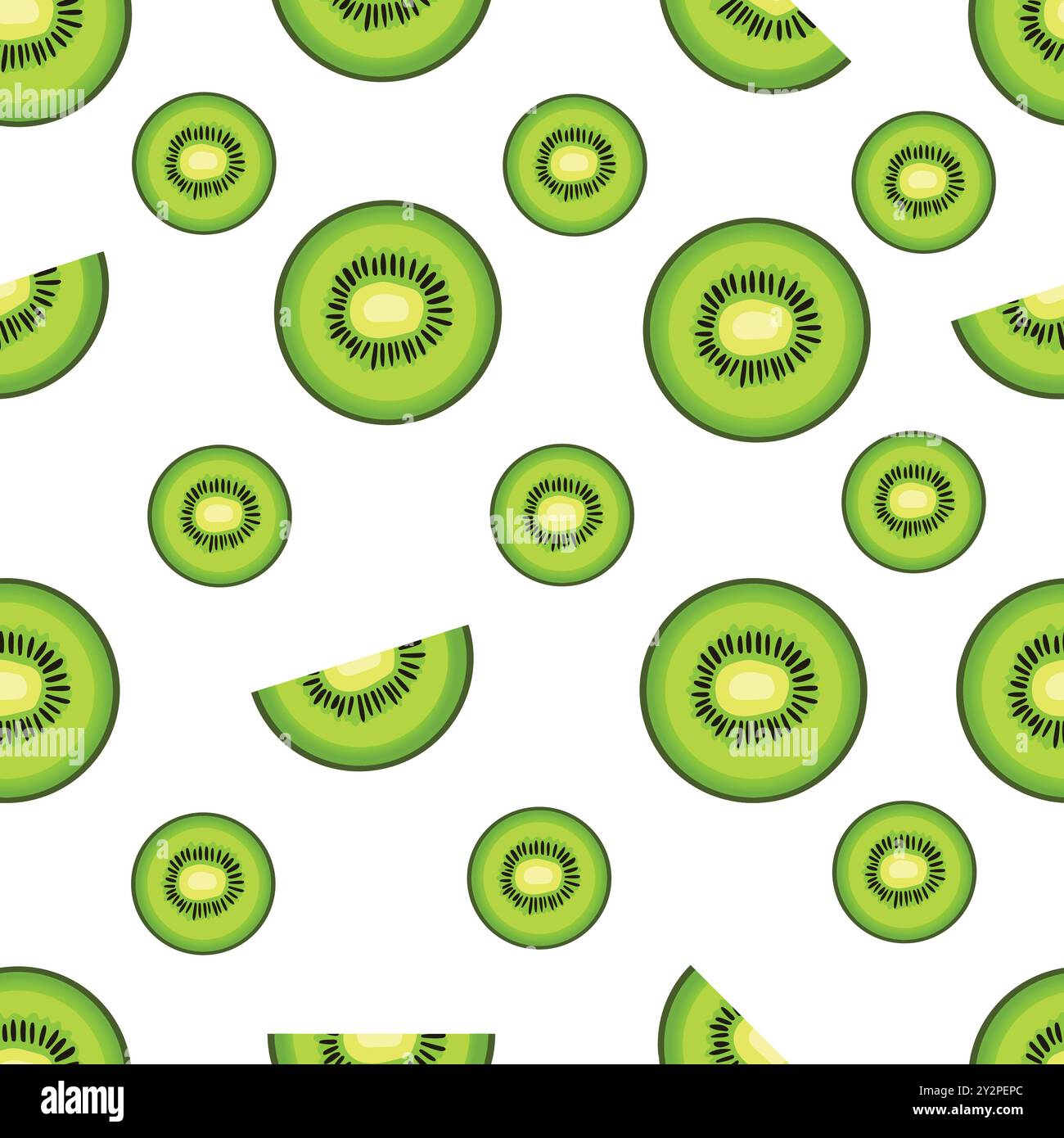 Schema vettoriale senza cuciture della sezione Kiwi su sfondo bianco Illustrazione Vettoriale