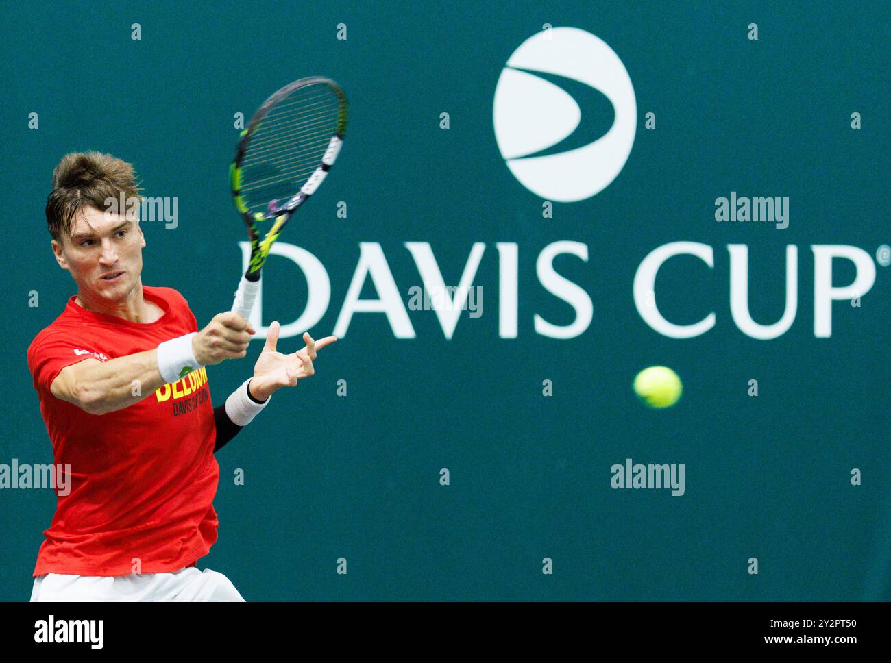Bologna, Italia. 11 settembre 2024. Il belga Raphael Collignon nella foto durante una sessione di allenamento, in vista della seconda partita del gruppo A della fase A gironi delle finali di Coppa Davis, mercoledì 11 settembre 2024, presso l'Unipol Arena, a Bologna, Italia. BELGA PHOTO BENOIT DOPPAGNE credito: Belga News Agency/Alamy Live News Foto Stock