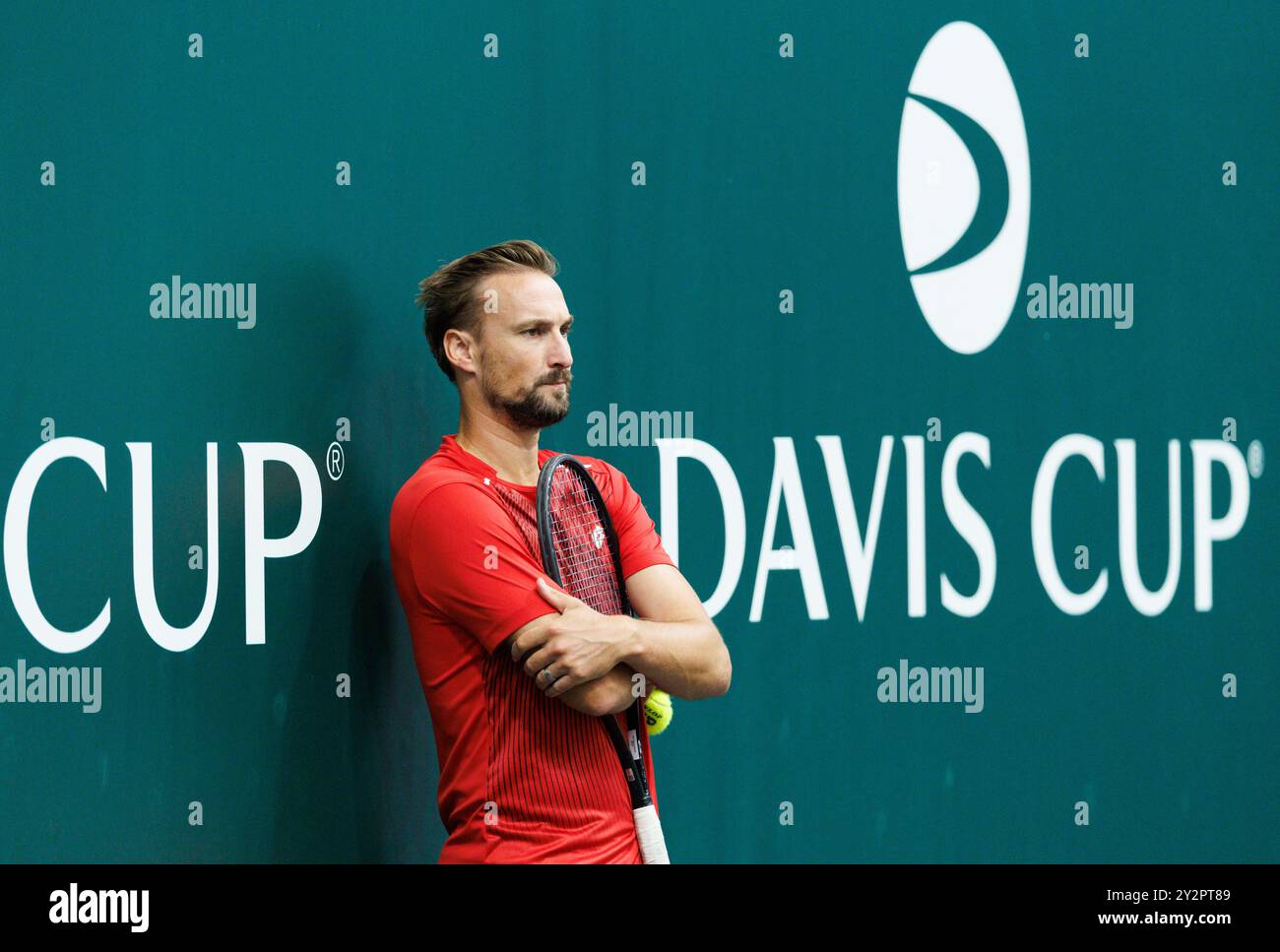 Bologna, Italia. 11 settembre 2024. Assistente allenatore belga Ruben Bemelmans nella foto durante una sessione di allenamento, in vista della seconda partita del gruppo A della fase A gironi delle finali di Coppa Davis, mercoledì 11 settembre 2024, all'Unipol Arena, a Bologna. BELGA PHOTO BENOIT DOPPAGNE credito: Belga News Agency/Alamy Live News Foto Stock