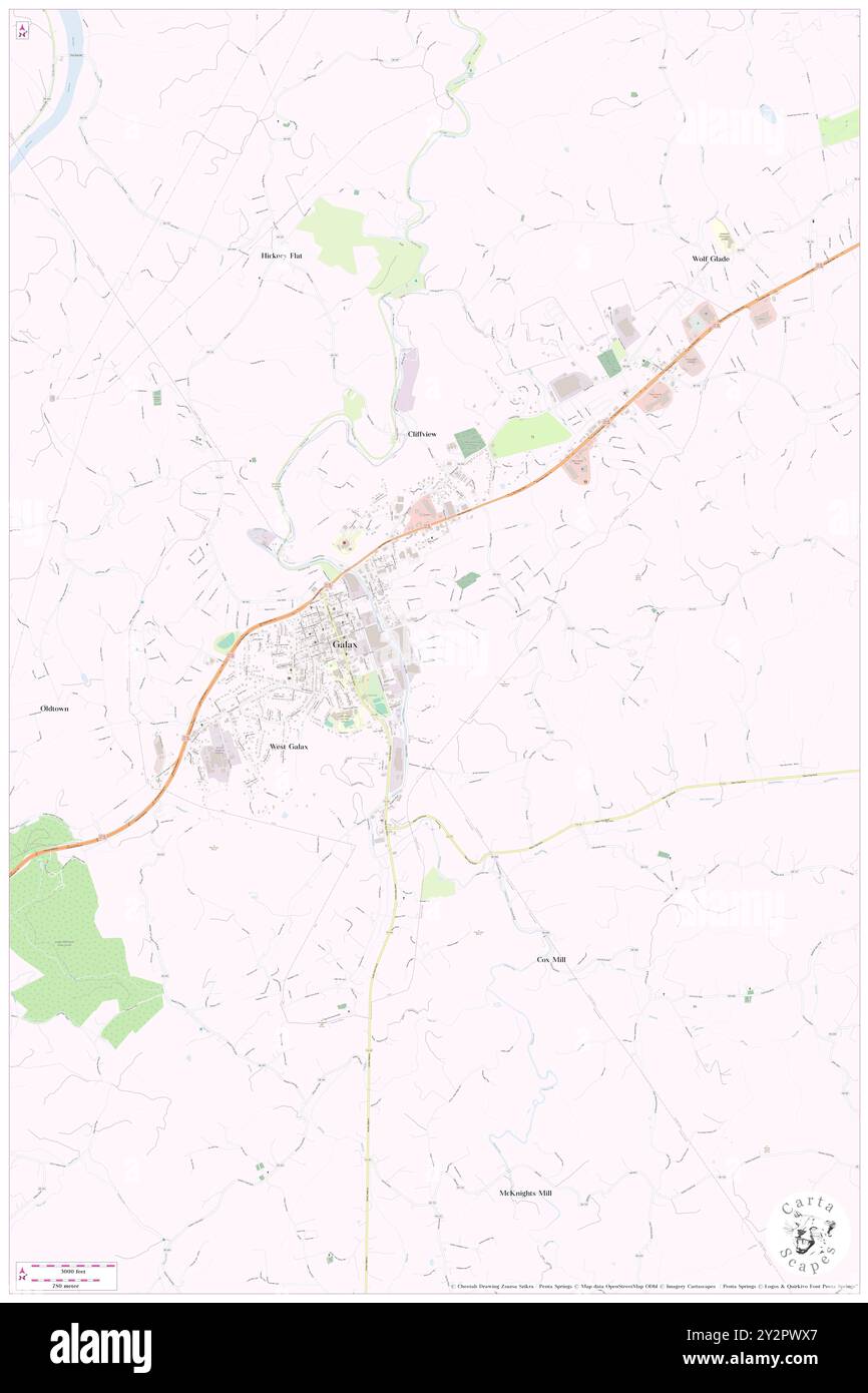 Galax, città di Galax, Stati Uniti, Stati Uniti, Virginia, N 36 39' 40'', S 80 55' 26'', MAP, Cartascapes Map pubblicata nel 2024. Esplora Cartascapes, una mappa che rivela i diversi paesaggi, culture ed ecosistemi della Terra. Viaggia attraverso il tempo e lo spazio, scoprendo l'interconnessione del passato, del presente e del futuro del nostro pianeta. Foto Stock