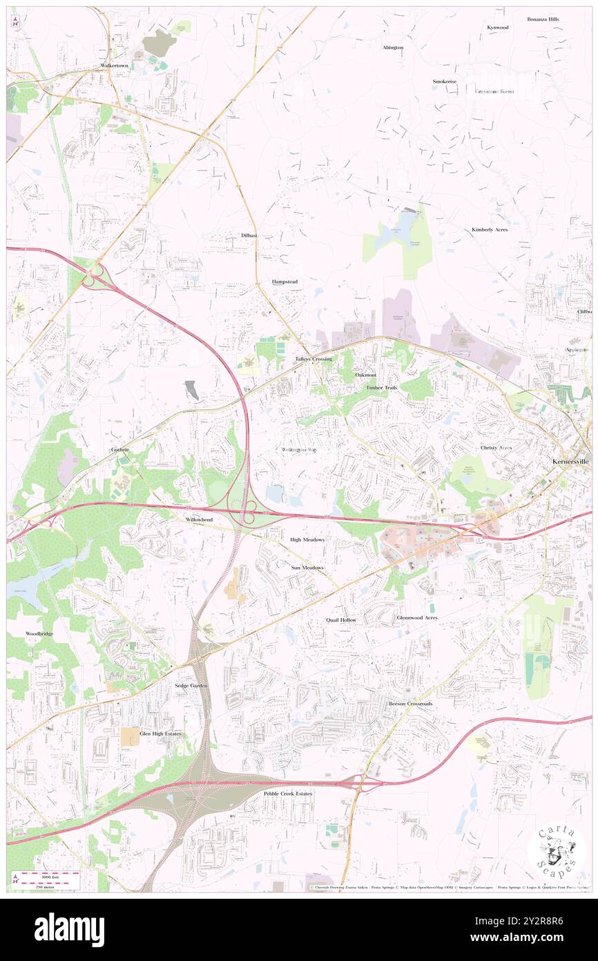 Wellington Way, Forsyth County, Stati Uniti, Carolina del Nord, N 36 7' 17'', S 80 7' 13'', MAP, Cartascapes Map pubblicata nel 2024. Esplora Cartascapes, una mappa che rivela i diversi paesaggi, culture ed ecosistemi della Terra. Viaggia attraverso il tempo e lo spazio, scoprendo l'interconnessione del passato, del presente e del futuro del nostro pianeta. Foto Stock