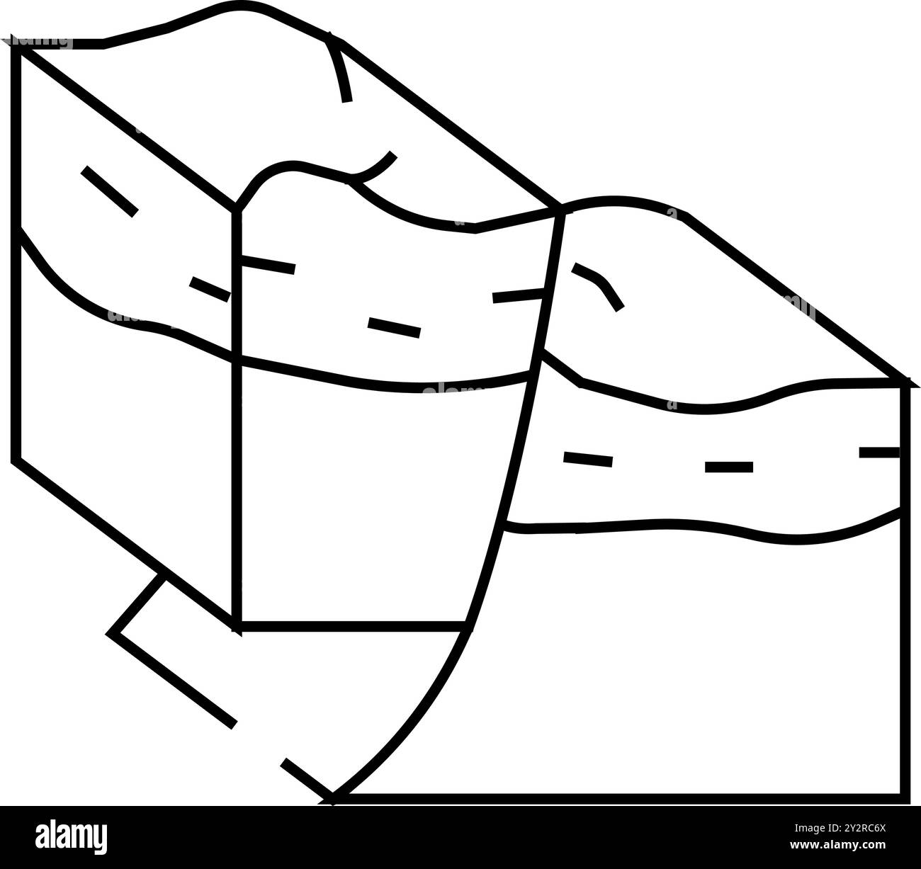 illustrazione del vettore icona della linea terremoto di spinta della compressione Illustrazione Vettoriale