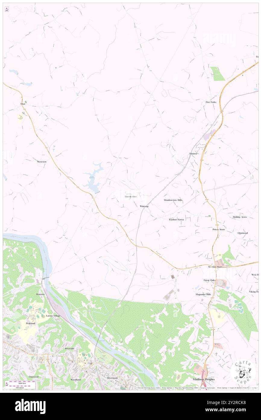 Brandywine, contea di Amherst, Stati Uniti, Stati Uniti, Virginia, N 37 29' 19'', S 79 9' 9'', MAP, Cartascapes Map pubblicata nel 2024. Esplora Cartascapes, una mappa che rivela i diversi paesaggi, culture ed ecosistemi della Terra. Viaggia attraverso il tempo e lo spazio, scoprendo l'interconnessione del passato, del presente e del futuro del nostro pianeta. Foto Stock