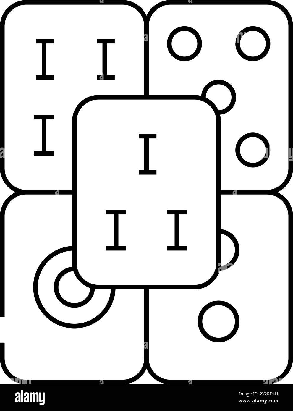 mahjong piastrelle tavola tabella linea icona vettore illustrazione Illustrazione Vettoriale