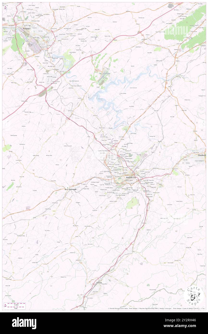 Johnson City, Contea di Washington, Stati Uniti, Tennessee, N 36 18' 48'', S 82 21' 12'', MAP, Cartascapes Map pubblicata nel 2024. Esplora Cartascapes, una mappa che rivela i diversi paesaggi, culture ed ecosistemi della Terra. Viaggia attraverso il tempo e lo spazio, scoprendo l'interconnessione del passato, del presente e del futuro del nostro pianeta. Foto Stock