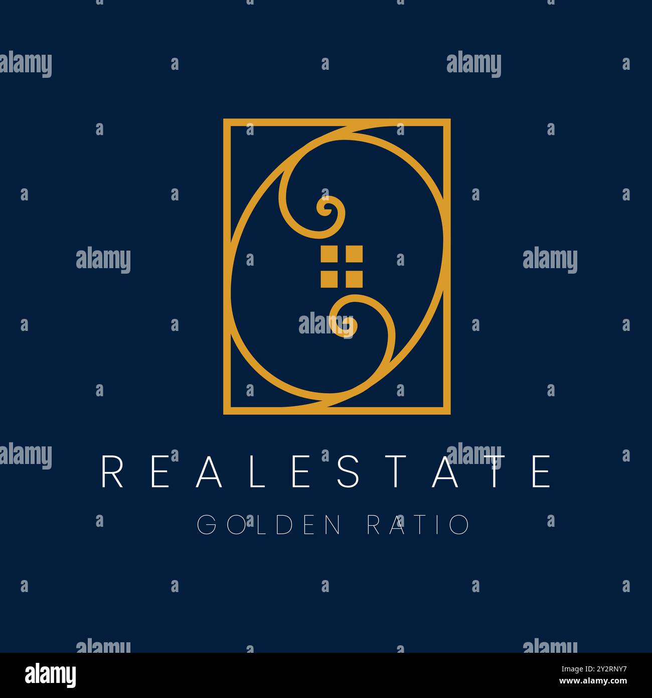 Edificio dorato con elegante logo degli appartamenti di lusso Illustrazione Vettoriale