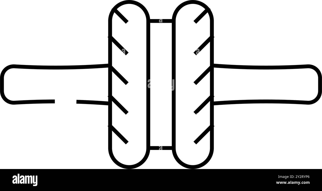 illustrazione vettoriale dell'icona della linea dell'attrezzatura da palestra con rullo di pressione Illustrazione Vettoriale