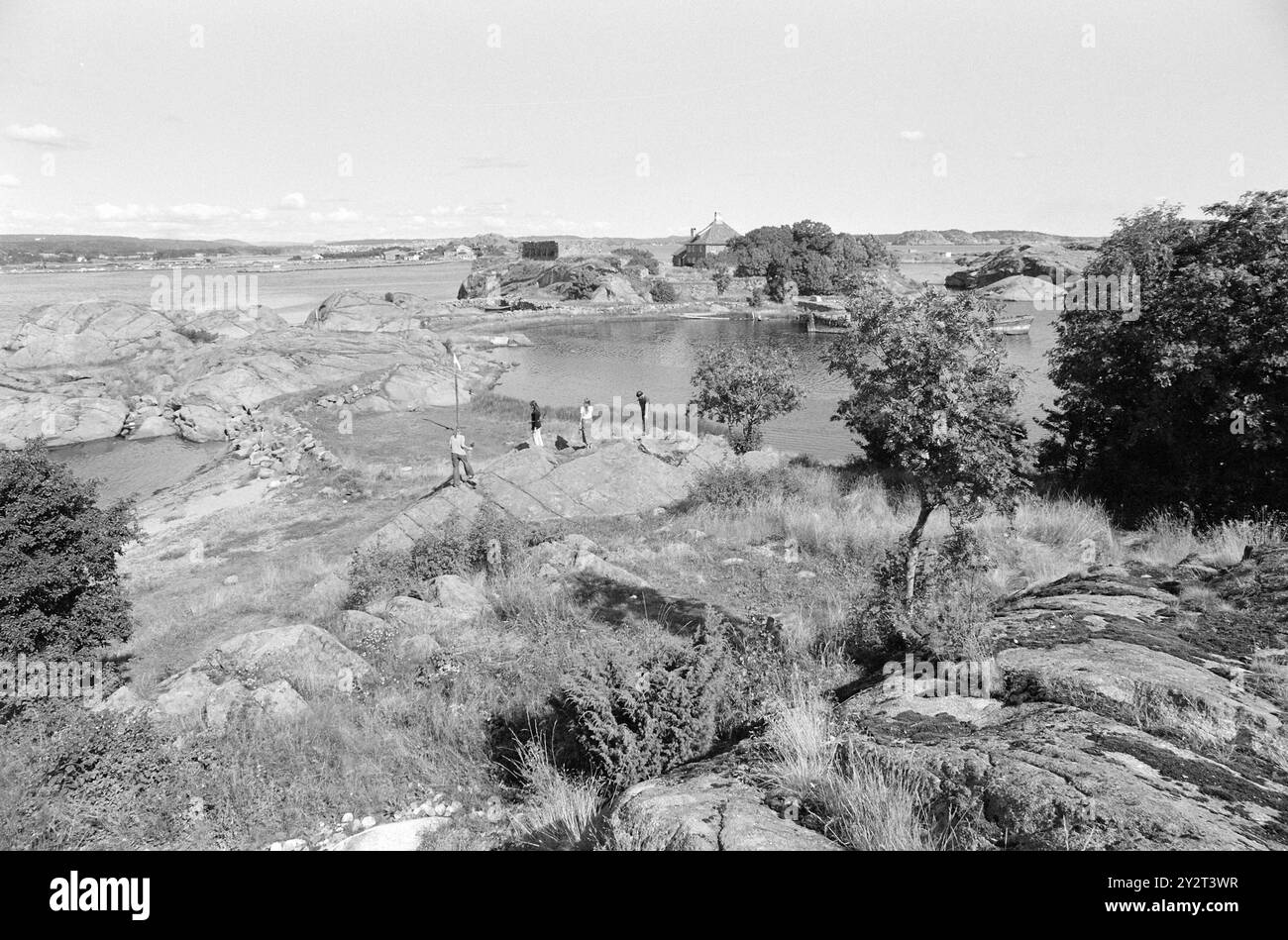 Attuale 34 - 3 - 1971: Isola estiva per gli artisti sul Citadeløya appena fuori Stavern, gli artisti visivi hanno avuto il loro paradiso estivo per 60 anni. L'isola è stata fonte di ispirazione per artisti noti e meno conosciuti. Oggi, c'è anche un rinnovato interesse a preservare i valori culturali e storici dell'isola. Giovani artisti in una passeggiata estiva sull'isola variegata. Sia gli uccelli che le piante sono ricchi e caratteristici. Foto: Aage Storløkken / Aktuell / NTB ***FOTO NON ELABORATA*** il testo dell'immagine è tradotto automaticamente Foto Stock
