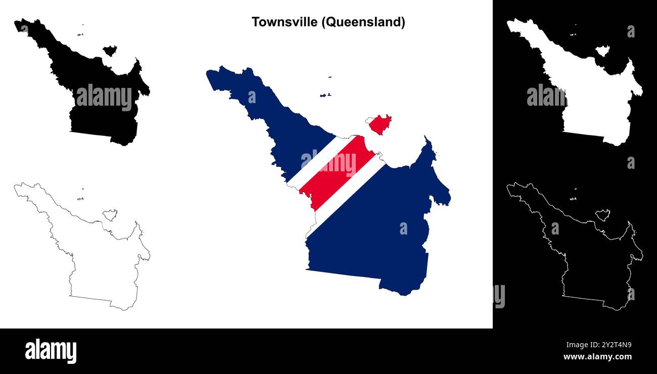 Townsville (Queensland) delinea la mappa Illustrazione Vettoriale