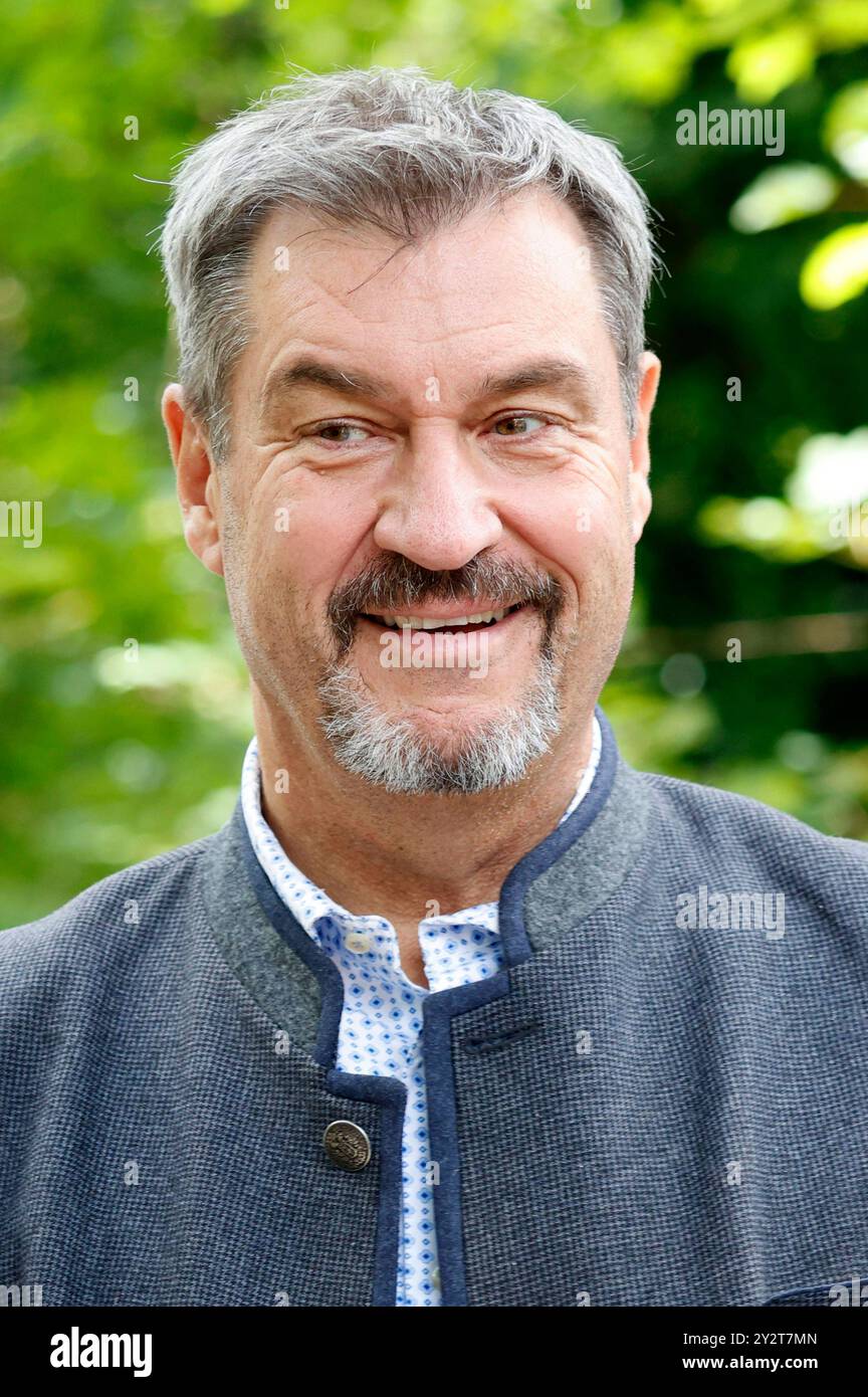 Markus Söder beim Besuch des Cowboy-Club Müchen 1913 e.V. anlässlich dessen 111-jährigen Jubiläums. München, 11.09.2024 *** Markus Söder visita al Cowboy Club 1913 e V in occasione del suo Müchen 111 anniversario Monaco di Baviera, 11 09 2024 foto:XK.xKriegerx/xFuturexImagex cowboy soeder 4912 Foto Stock