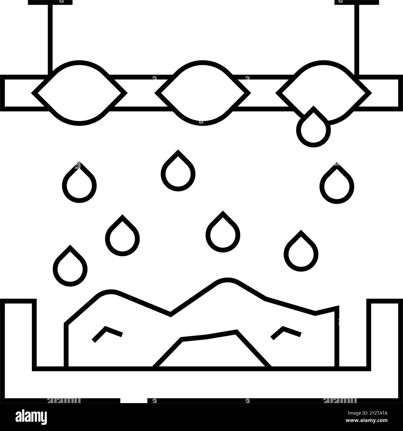 immagine vettoriale dell'icona della linea dei rifiuti solidi per il trattamento chimico Illustrazione Vettoriale