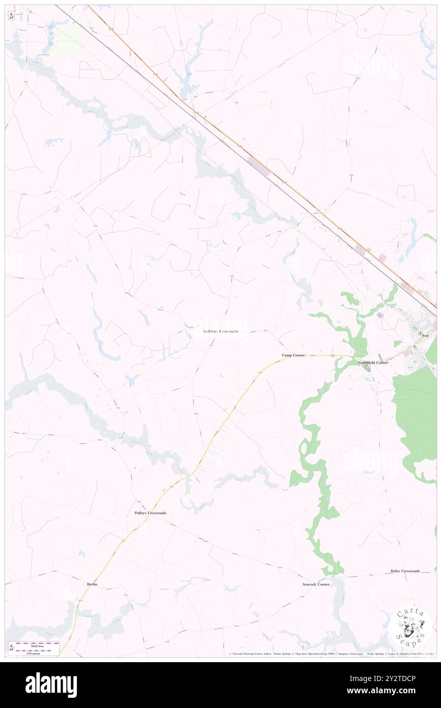 Saddlers Crossroads, Southampton County, Stati Uniti, Stati Uniti, Virginia, N 36 54' 17'', S 76 56' 50'', MAP, Cartascapes Map pubblicata nel 2024. Esplora Cartascapes, una mappa che rivela i diversi paesaggi, culture ed ecosistemi della Terra. Viaggia attraverso il tempo e lo spazio, scoprendo l'interconnessione del passato, del presente e del futuro del nostro pianeta. Foto Stock